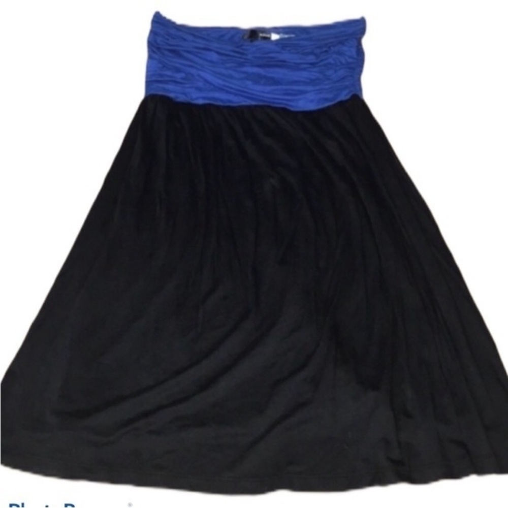 🆕 Aqua Color Block Blue & Black Strapless Dress S